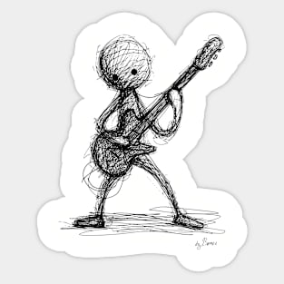 Stickman Playing Electric Guitar Sticker